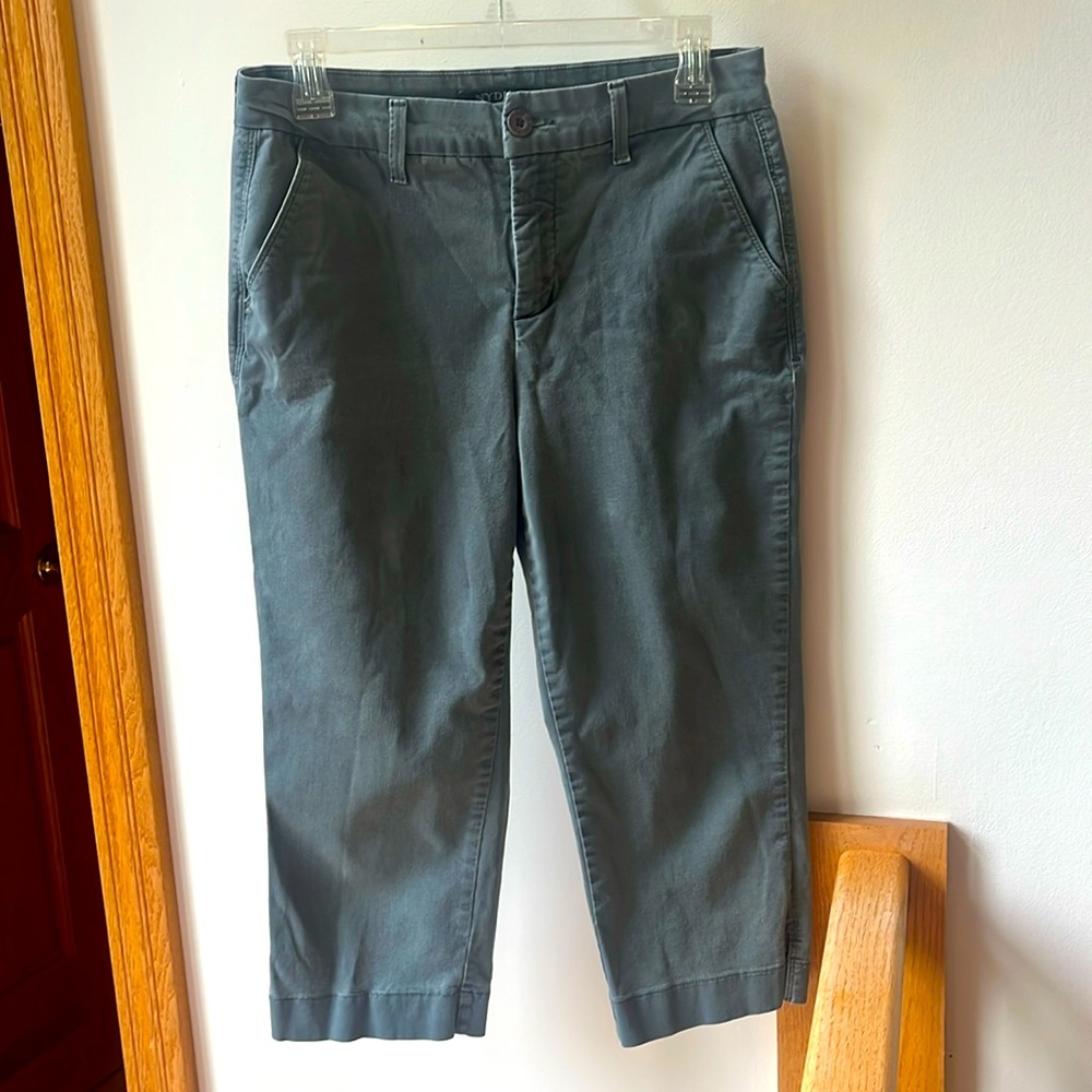 NYDJ Cotton Stretch Slim Fit Chino Capris Crop Pants Olive Green Size 6